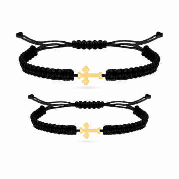 Set 2 Bratari cu snur si cruciulita din aur14k pentru mama si copil - Img 2