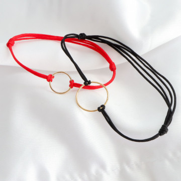 Set 2 bratari pentru cupluri Circle of Love din aur 14K - Img 3
