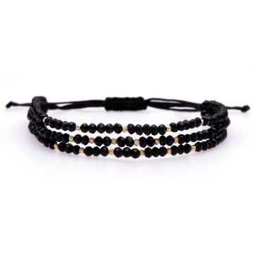 Set 3 bratari in 1 cu cristale si 18 bilute din aur 14k