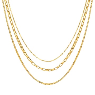 Set 3 Coliere Mixy din Inox placat cu AUR 18K