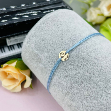 Bratara cu snur pentru copii si banut 7mm din aur 14k personalizabil cu mama&bebe si nume - Img 2