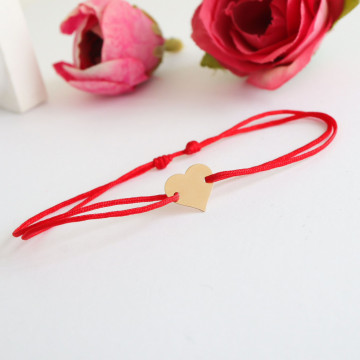 Bratara cu snur si inimioara 1cm din Aur 14K - personalizabila - Img 2