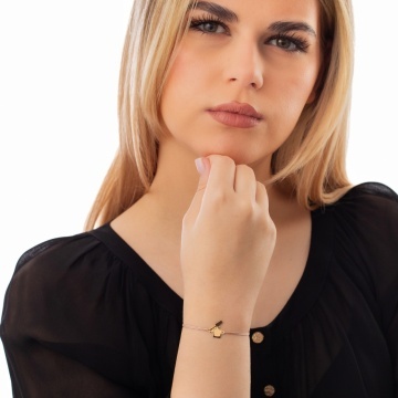 Bratara cu snur si sticluta oja din aur 14k personalizabila - Img 2
