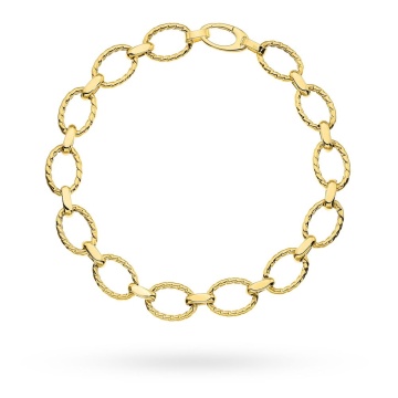 Bratara de aur 14k cu ovale decorate impletite