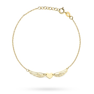 Brățară Delicată Inimă cu Aripi din Aur 14K - Img 3