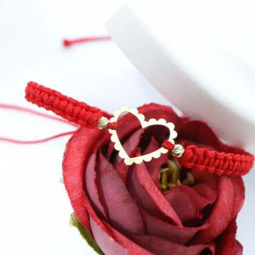 Bratara Hearts Pattern cu snur si inimioare din Aur 14k - Img 2