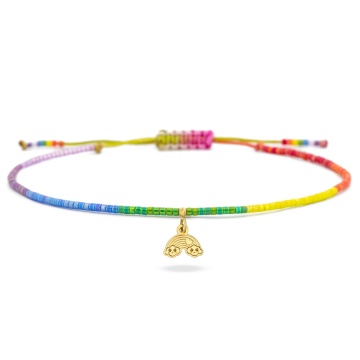 Brățară reglabila de picior Over the Rainbow cu Miyuki si charm din AUR 14K