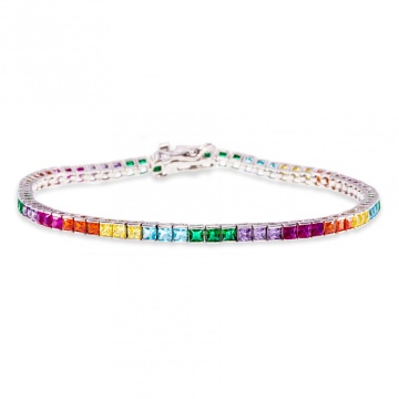 Bratara Tennis din argint 925 cu cristale multicolore