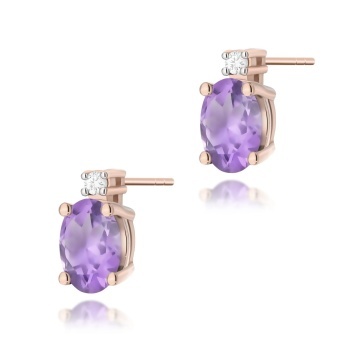 Cercei Aur 14K cu Ametist 0.40 ct si Diamante Naturale 0.03 ct - Img 4