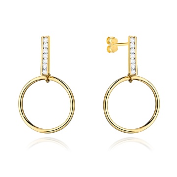 Cercei Aur 14k cu Cerculete si Zirconii Albe - Img 6
