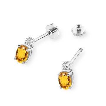 Cercei Aur 14K cu Citrin 0.60 ct si Diamante Naturale 0.03 ct Filet cu Protectie - Img 8