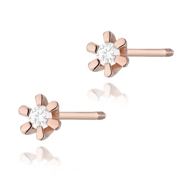 Cercei Aur 14K cu Diamant Natural 0.02 ct Filet cu Protectie - Img 5