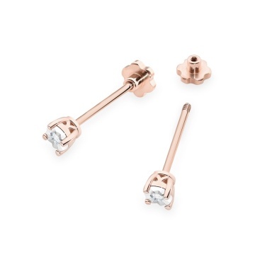 Cercei Aur 14K cu Diamant Natural 0.03 ct Filet cu Protectie - Img 6