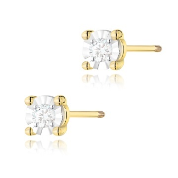 Cercei Aur 14K cu Diamant Natural 0.03 ct Filet cu Protectie