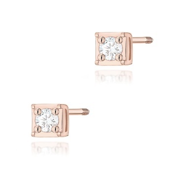 Cercei Aur 14K cu Diamant Natural 0.03 ct Filet cu Protectie - Img 4