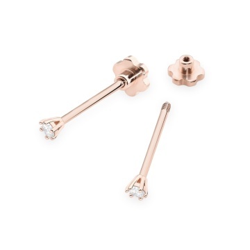 Cercei Aur 14K cu Diamant Natural 0.04 ct Filet cu Protectie - Img 5