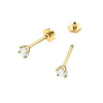Cercei Aur 14K cu Diamant Natural 0.04 ct Filet cu Protectie - Img 2