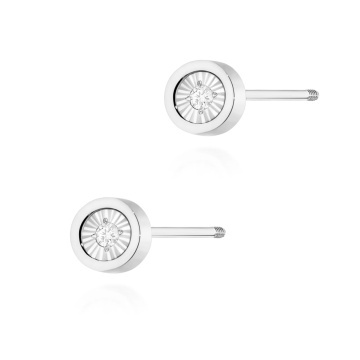 Cercei Aur 14K cu Diamant Natural 0.08 ct Filet cu Protectie - Img 4