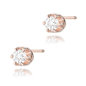 Cercei Aur 14K cu Diamant Natural 0.12 ct Filet cu Protectie - Img 3