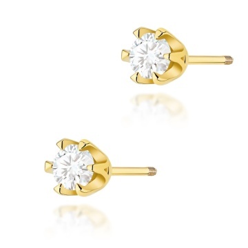 Cercei Aur 14K cu Diamant Natural 0.30 ct Filet cu Protectie