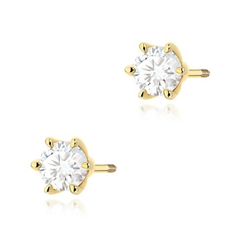 Cercei Aur 14K cu Diamant Natural 0.50 ct Filet cu Protectie