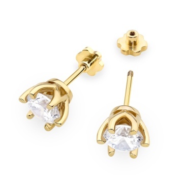 Cercei Aur 14K cu Diamant Natural 1.00 ct Filet cu Protectie - Img 2