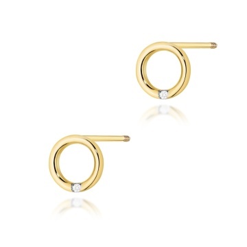 Cercei Aur 14K cu Diamante Naturale 0.01 ct Filet cu Protectie