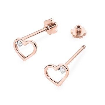 Cercei Aur 14K cu Diamante Naturale 0.01 ct Filet cu Protectie - Img 6