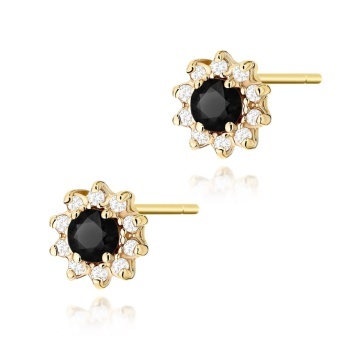 Cercei Aur 14K cu Diamante Naturale Albe si Negre 0.29 ct - Img 1