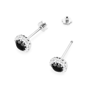 Cercei Aur 14K cu Diamante Naturale Albe si Negre 0.71 ct Filet cu Protectie - Img 5