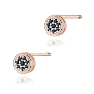 Cercei Aur 14K cu Diamante Naturale Negre 0.08 ct Filet cu Protectie - Img 3