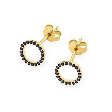 Cercei Aur 14K cu Diamante Naturale Negre 0.20 ct - Img 2