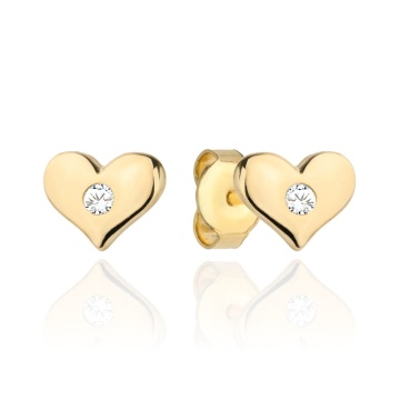 Cercei Aur 14k cu Inimioare si Zirconii Albe - Img 2
