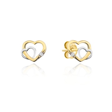 Cercei Aur 14k cu Inimioare si Zirconii - Img 3