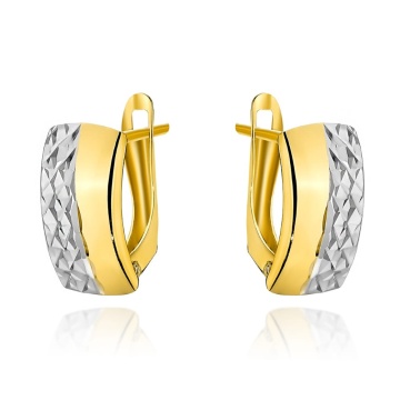Cercei Aur 14k cu Model Ajurat Alb si Neted - Img 2