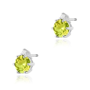 Cercei Aur 14K cu Peridot 0.60 ct si Diamante Naturale 0.03 ct Filet cu Protectie - Img 5