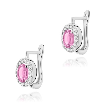 Cercei Aur 14K cu Pink Sapphire 0.45 ct si Diamante Naturale 0.16 ct - Img 5