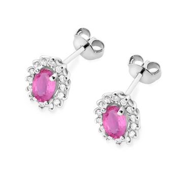 Cercei Aur 14K cu Pink Sapphire 0.50 ct si Diamante Naturale 0.24 ct - Img 5