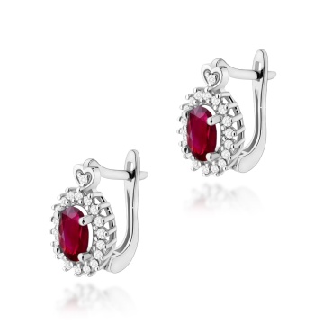 Cercei Aur 14K cu Rubin 0.60 ct si Diamante Naturale 0.19 ct - Img 3