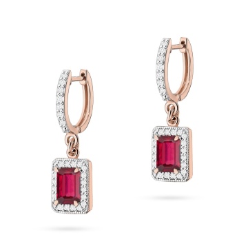 Cercei Aur 14K cu Rubin 0.80 ct si Diamante Naturale 0.34 ct - Img 4