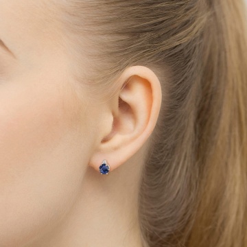 Cercei Aur 14K cu Safir 0.50 ct si Diamante Naturale 0.03 ct - Img 4