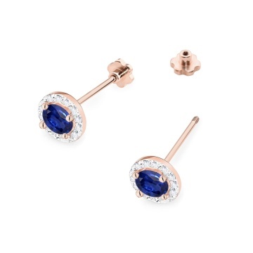 Cercei Aur 14K cu Safir 0.50 ct si Diamante Naturale 0.24 ct Filet cu Protectie - Img 5