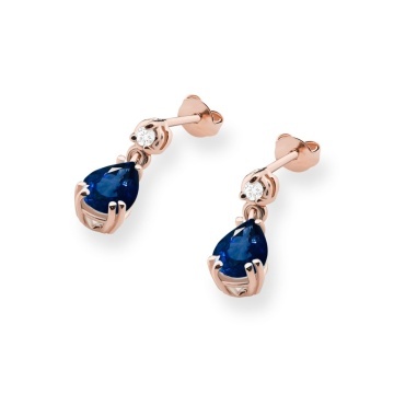 Cercei Aur 14K cu Safir 0.60 ct si Diamante Naturale 0.04 ct - Img 4