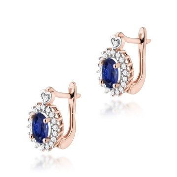 Cercei Aur 14K cu Safir 0.70 ct si Diamante Naturale 0.19 ct - Img 5