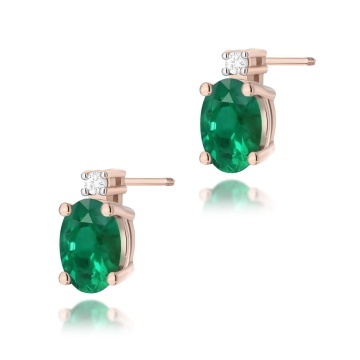 Cercei Aur 14K cu Smarald 0.40 ct si Diamante Naturale 0.03 ct Filet cu Protectie - Img 7