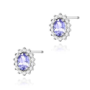 Cercei Aur 14K cu Tanzanit 0.40 ct si Diamante Naturale 0.24 ct Filet cu Protectie - Img 4