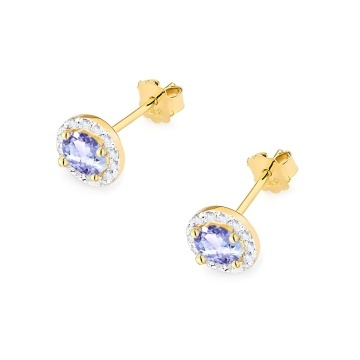 Cercei Aur 14K cu Tanzanit 0.50 ct si Diamante Naturale 0.24 ct - Img 2