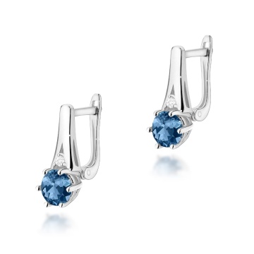 Cercei Aur 14K cu Topaz London Blue 0.50 ct si Diamante Naturale 0.03 ct - Img 3