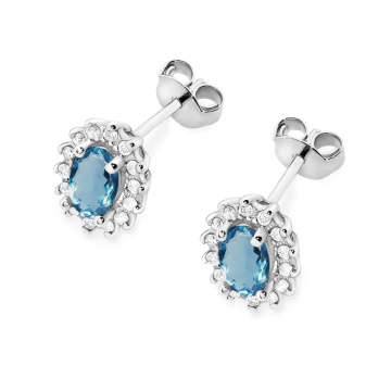 Cercei Aur 14K cu Topaz London Blue 0.50 ct si Diamante Naturale 0.24 ct - Img 4
