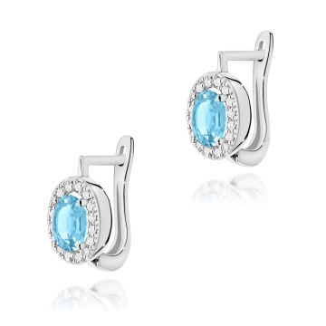 Cercei Aur 14K cu Topaz Swiss 0.50 ct si Diamante Naturale 0.16 ct - Img 5